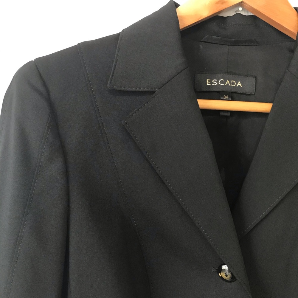 Escada Black Wool 3 Button Blazer Jacket - image 5